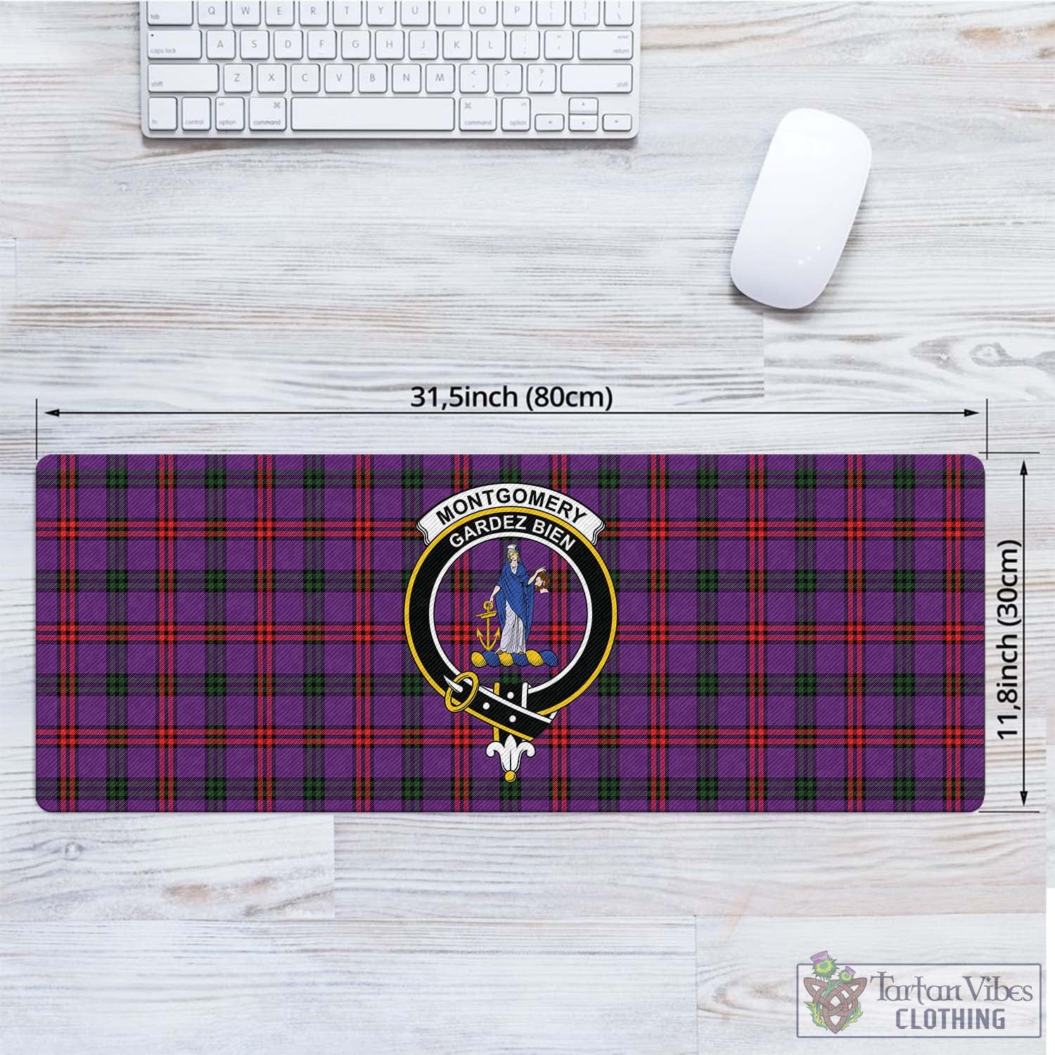 Tartan Vibes Clothing Montgomery Modern Tartan Mouse Pad with Family Crest