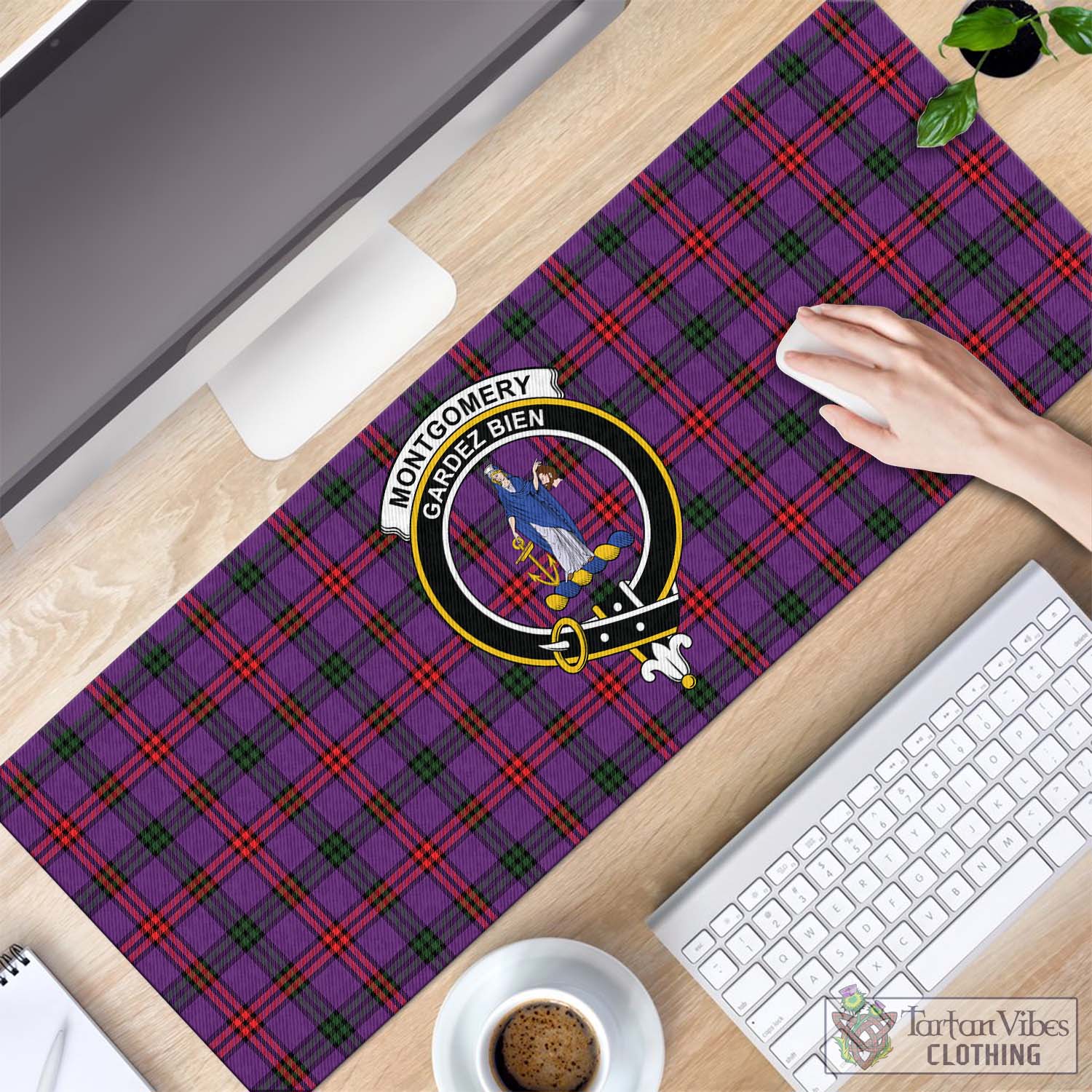 Tartan Vibes Clothing Montgomery Modern Tartan Mouse Pad with Family Crest
