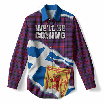 Montgomery Scotland Football Tartan Women Casual Shirt We'll Be Coming