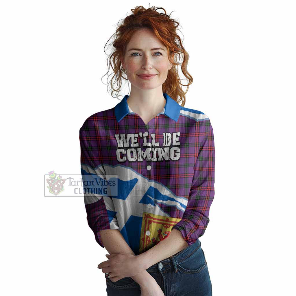 Montgomery Scotland Football Tartan Women Casual Shirt We'll Be Coming