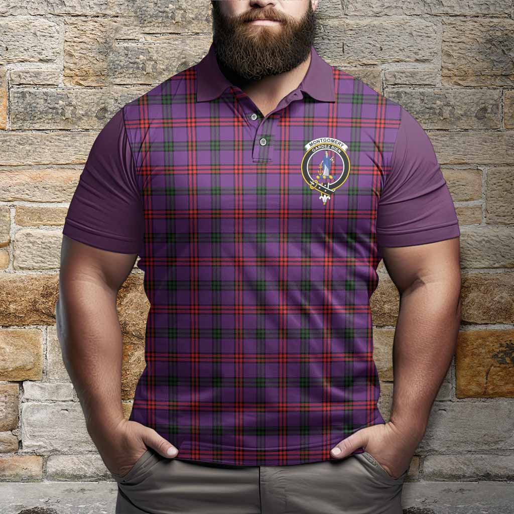 Montgomery Tartan Accent Polo Shirt with Family Crest