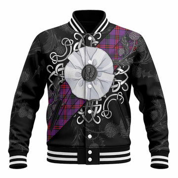 Montgomery Tartan Baseball Jacket Jacobite White Rose Unisex - Tartan Vibes Clothing