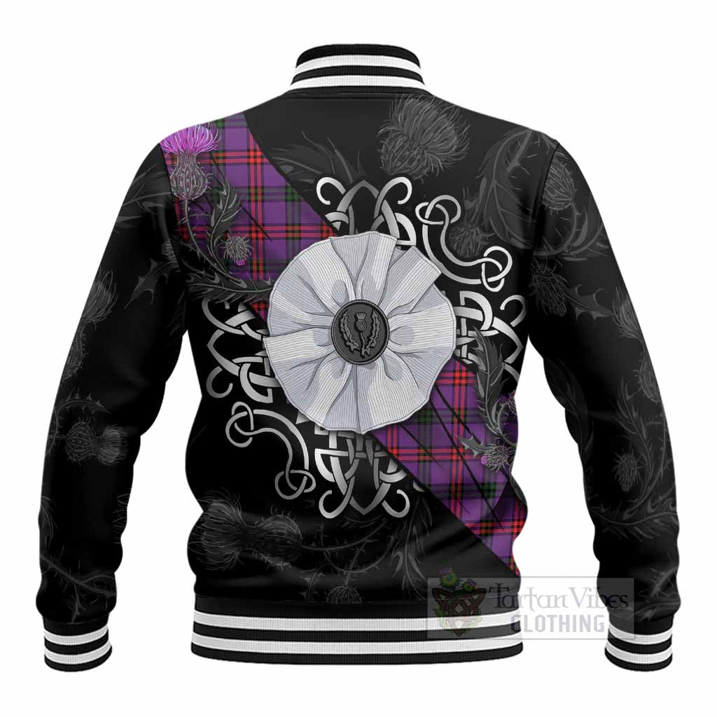 Montgomery Tartan Baseball Jacket Jacobite White Rose - Tartan Vibes Clothing