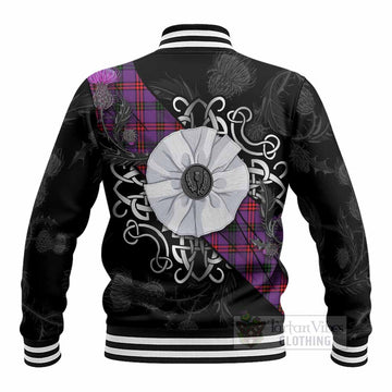 Montgomery Tartan Baseball Jacket Jacobite White Rose - Tartan Vibes Clothing