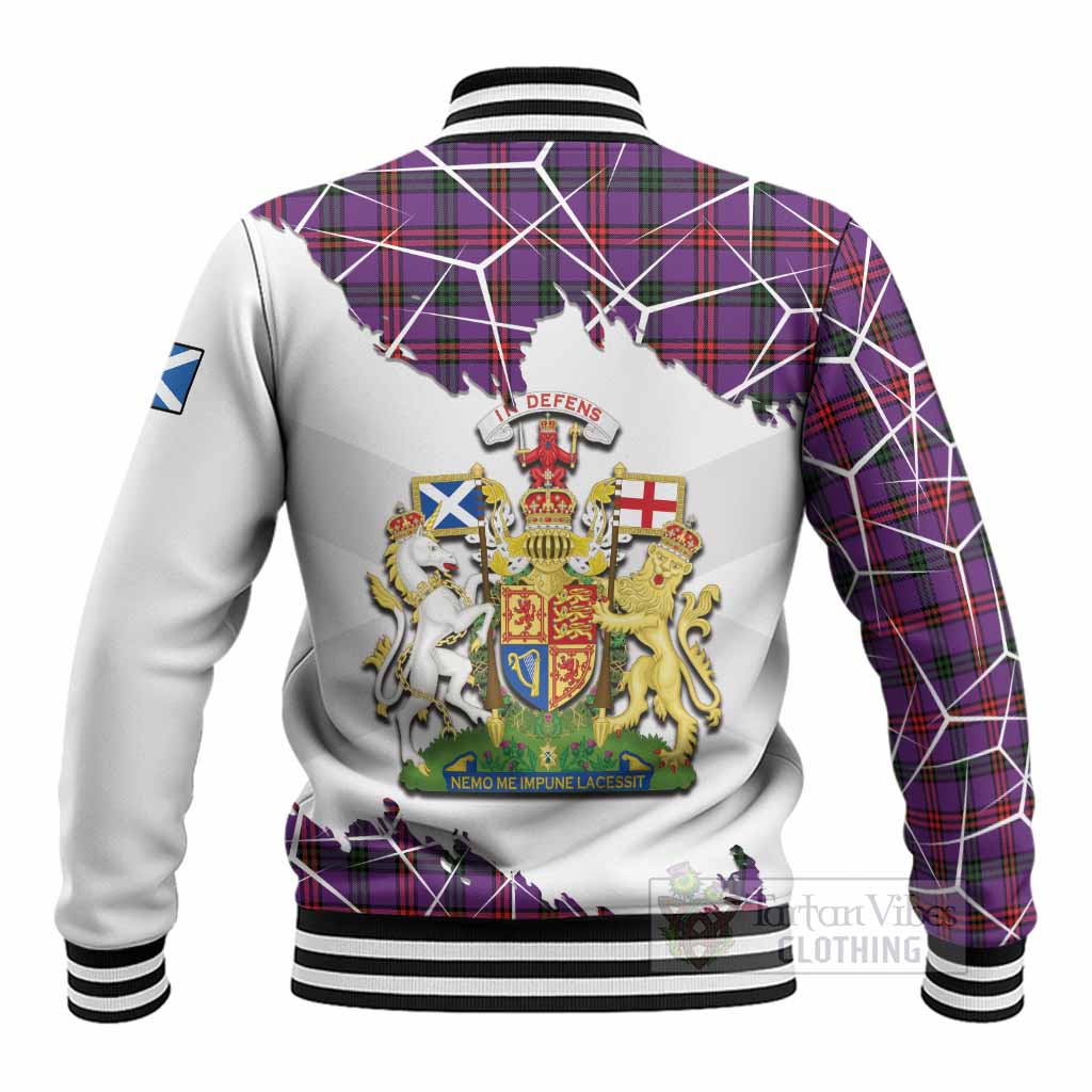 Montgomery Tartan Baseball Jacket with Family Crest and Lion Rampant Grunge Style