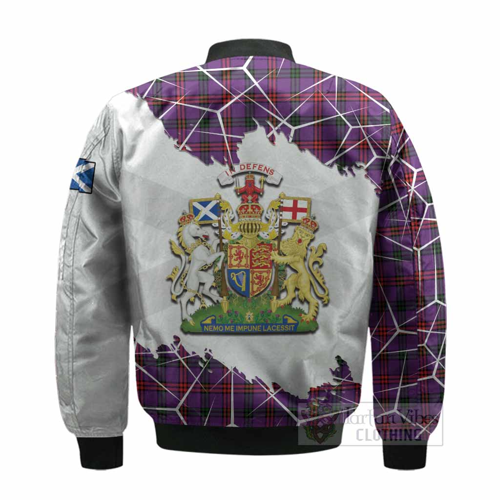 Montgomery Tartan Bomber Jacket with Family Crest and Lion Rampant Grunge Style