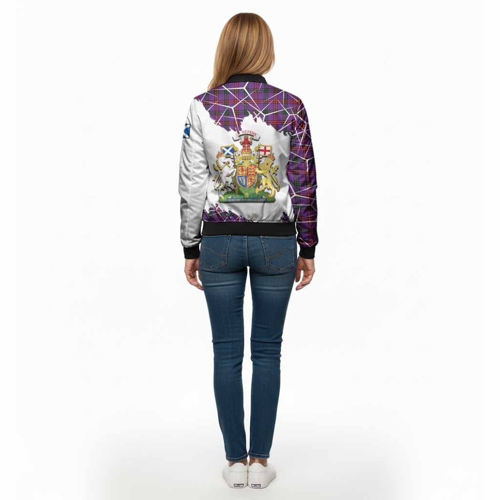 Montgomery Tartan Bomber Jacket with Family Crest and Lion Rampant Grunge Style