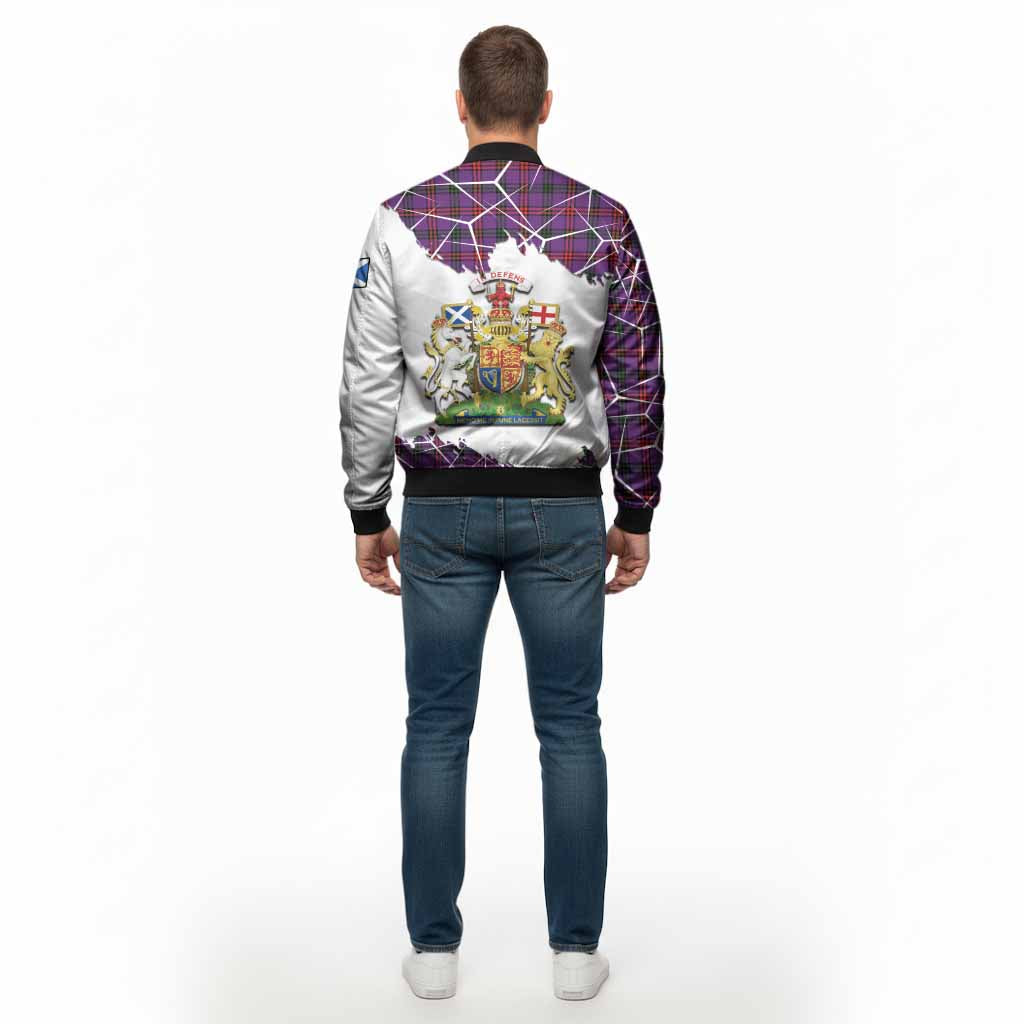 Montgomery Tartan Bomber Jacket with Family Crest and Lion Rampant Grunge Style