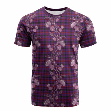 Montgomery Tartan Cotton T-shirt Seamless Scottish Thistle Flowers
