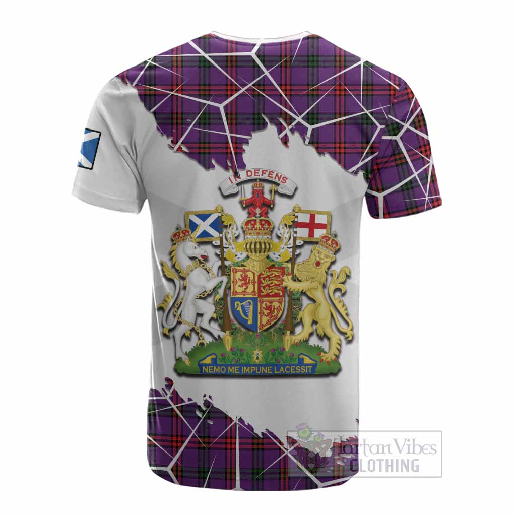 Montgomery Tartan Cotton T-shirt with Family Crest and Lion Rampant Grunge Style