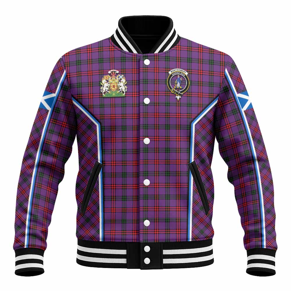 Montgomery Tartan Crest Baseball Jacket Scotland Coat of Arm Flag Style - Tartan Vibes Clothing