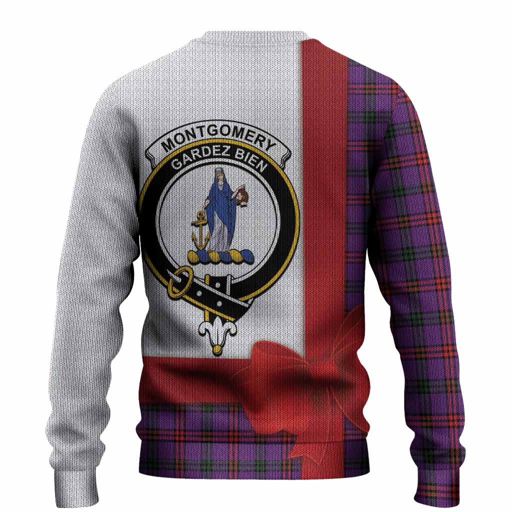 Montgomery Tartan Crest Christmas Christmas Ugly Sweater Highland Cow Bagpipes Coquette Bow Style