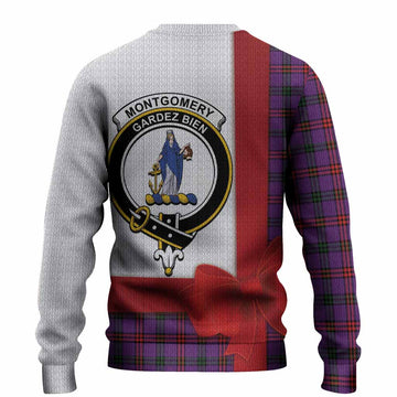 Montgomery Tartan Crest Christmas Christmas Ugly Sweater Highland Cow Bagpipes Coquette Bow Style