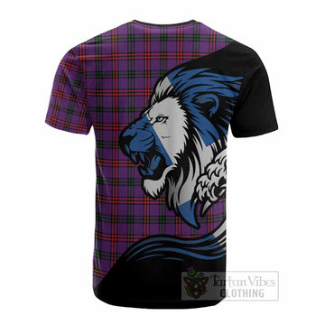 Montgomery Tartan Crest Cotton T-shirt Scottish Golden Lions Wave Flow