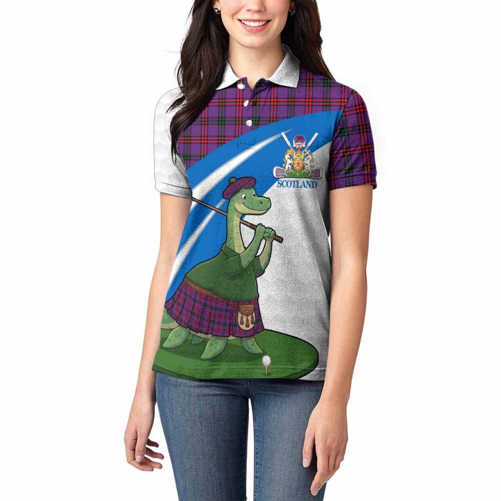 Montgomery Tartan Crest Golf Nessie Women Polo Shirt Loch Ness Monster Sporty Style