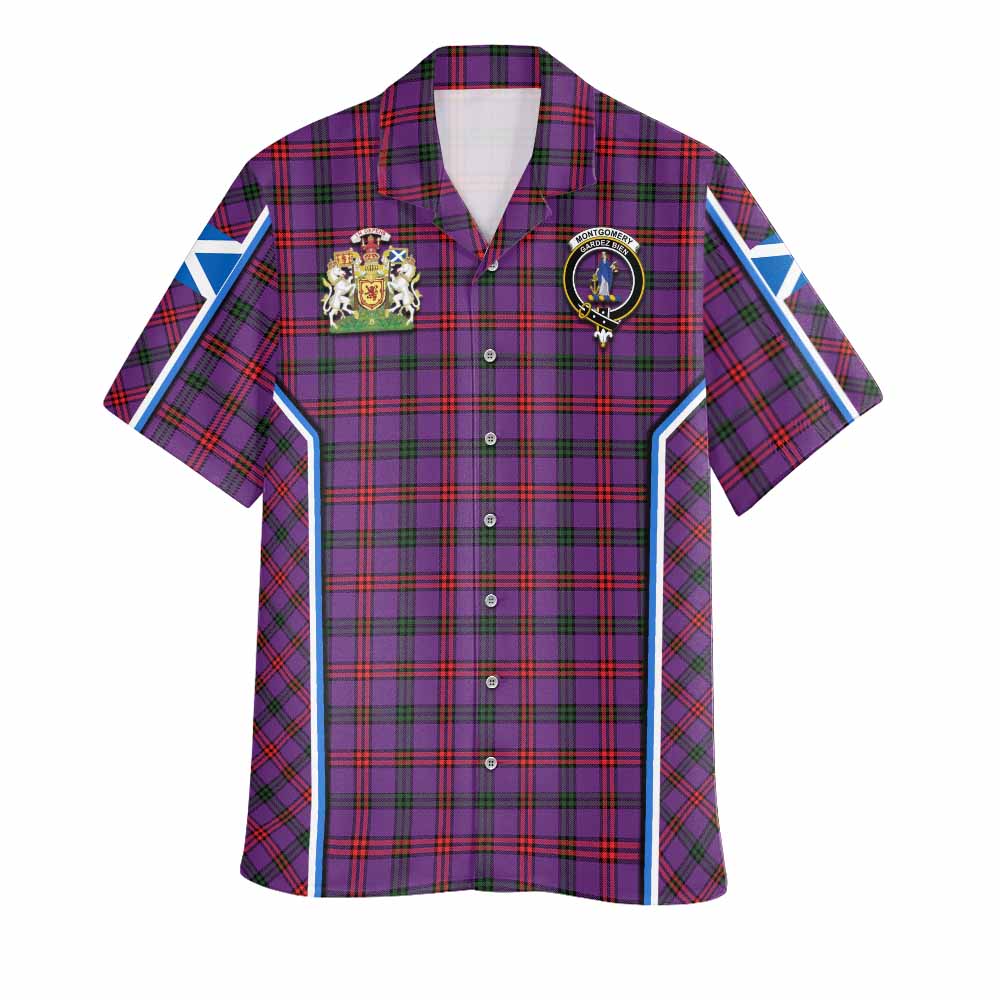 Montgomery Tartan Crest Hawaiian Shirt Scotland Coat of Arm Flag Style - Tartan Vibes Clothing