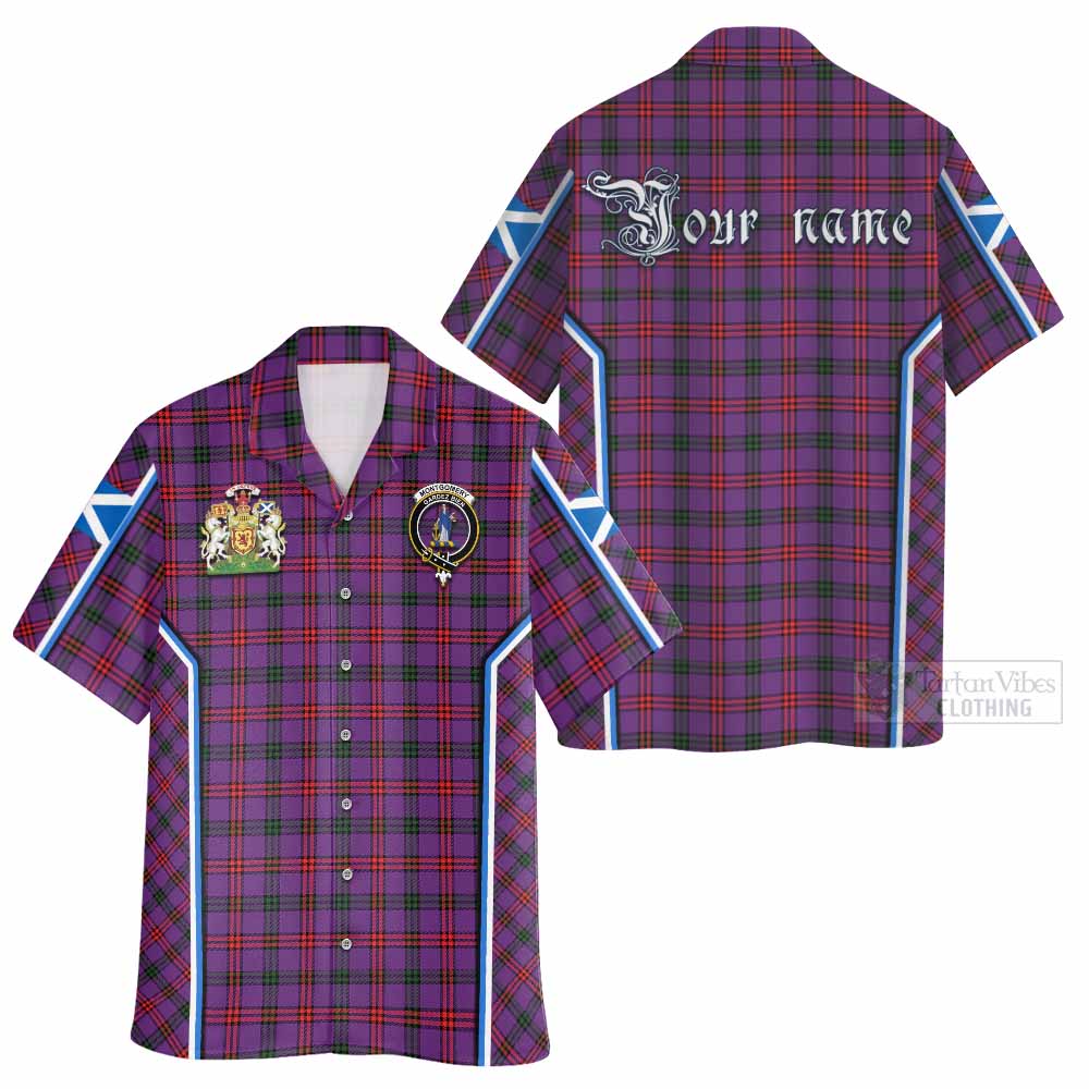 Montgomery Tartan Crest Hawaiian Shirt Scotland Coat of Arm Flag Style - Tartan Vibes Clothing