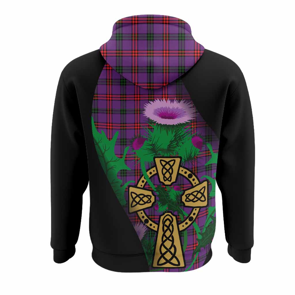 Montgomery Tartan Crest Hoodie Celtic Cross Thistle Flowers