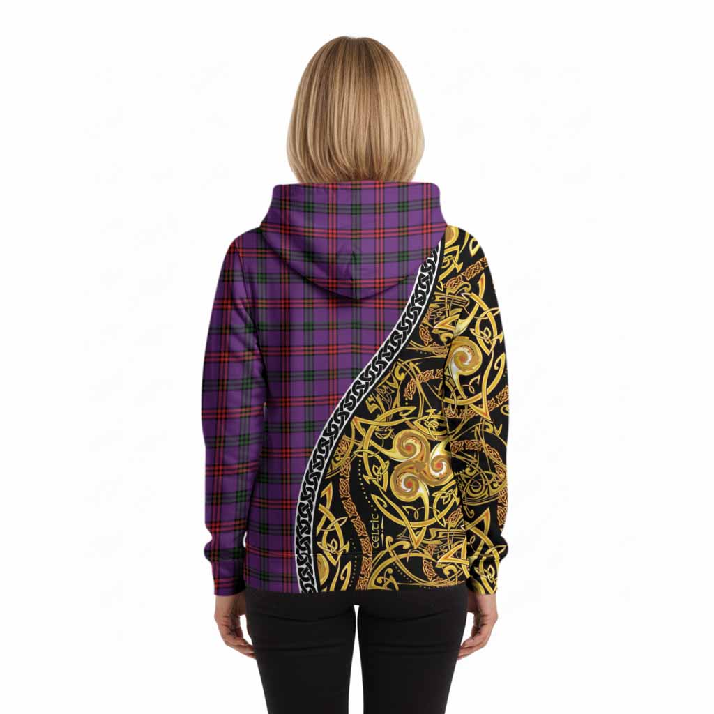 Montgomery Tartan Crest Hoodie Celtic Knot and Triple Trickle Spiral Symbols