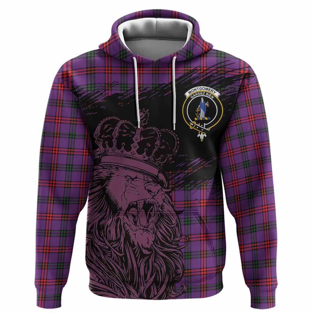 Montgomery Tartan Crest Hoodie Crowned Lion Heritage Style