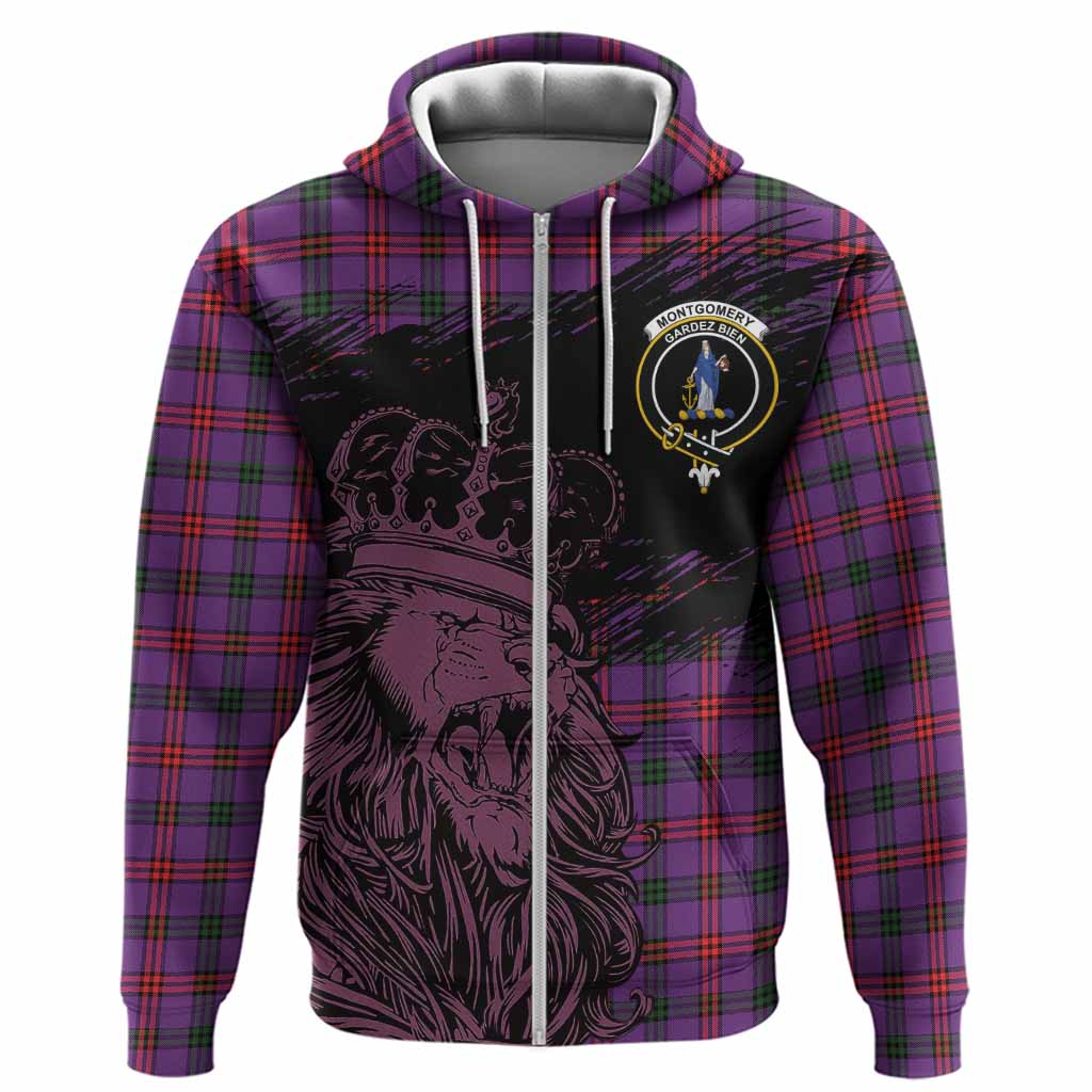 Montgomery Tartan Crest Hoodie Crowned Lion Heritage Style