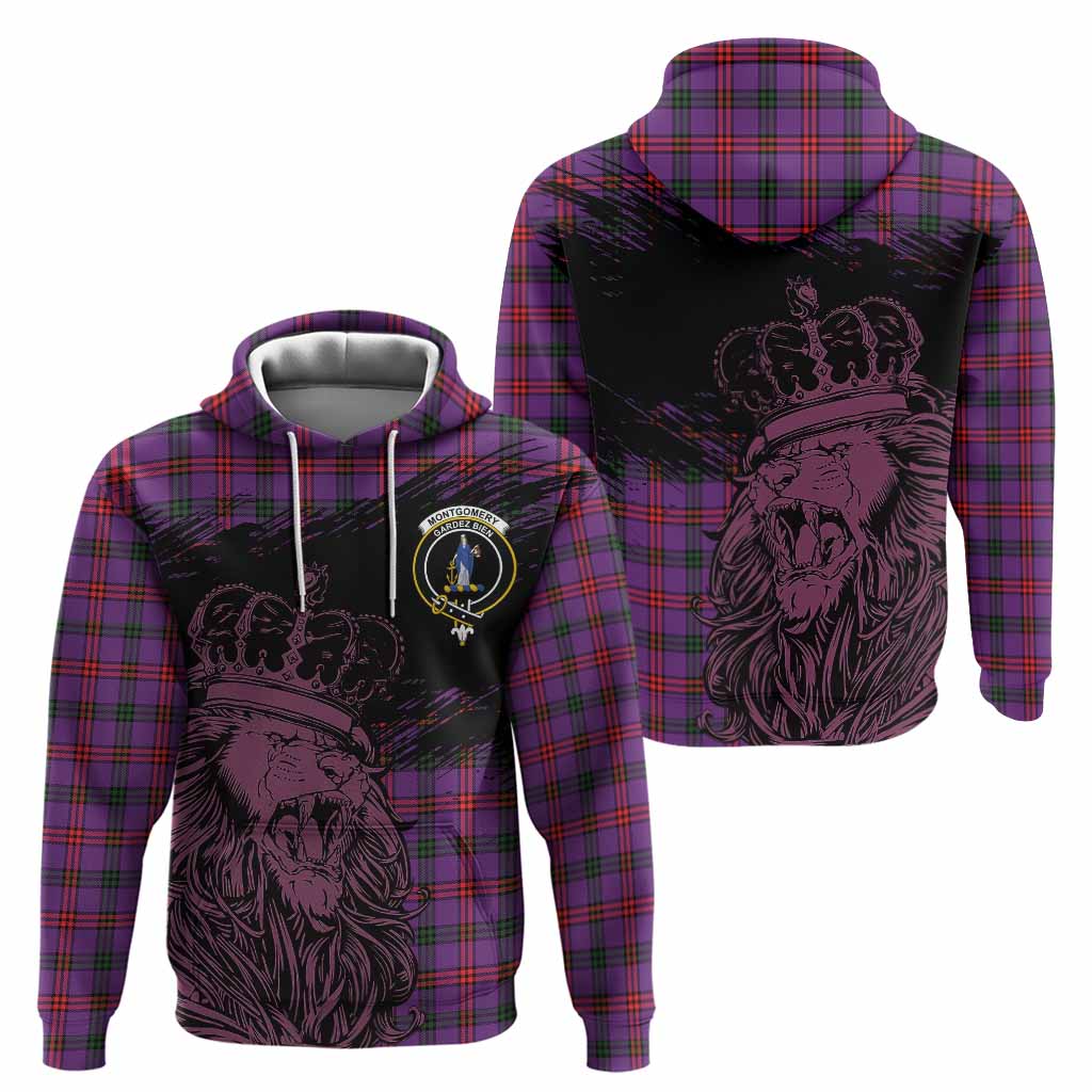 Montgomery Tartan Crest Hoodie Crowned Lion Heritage Style