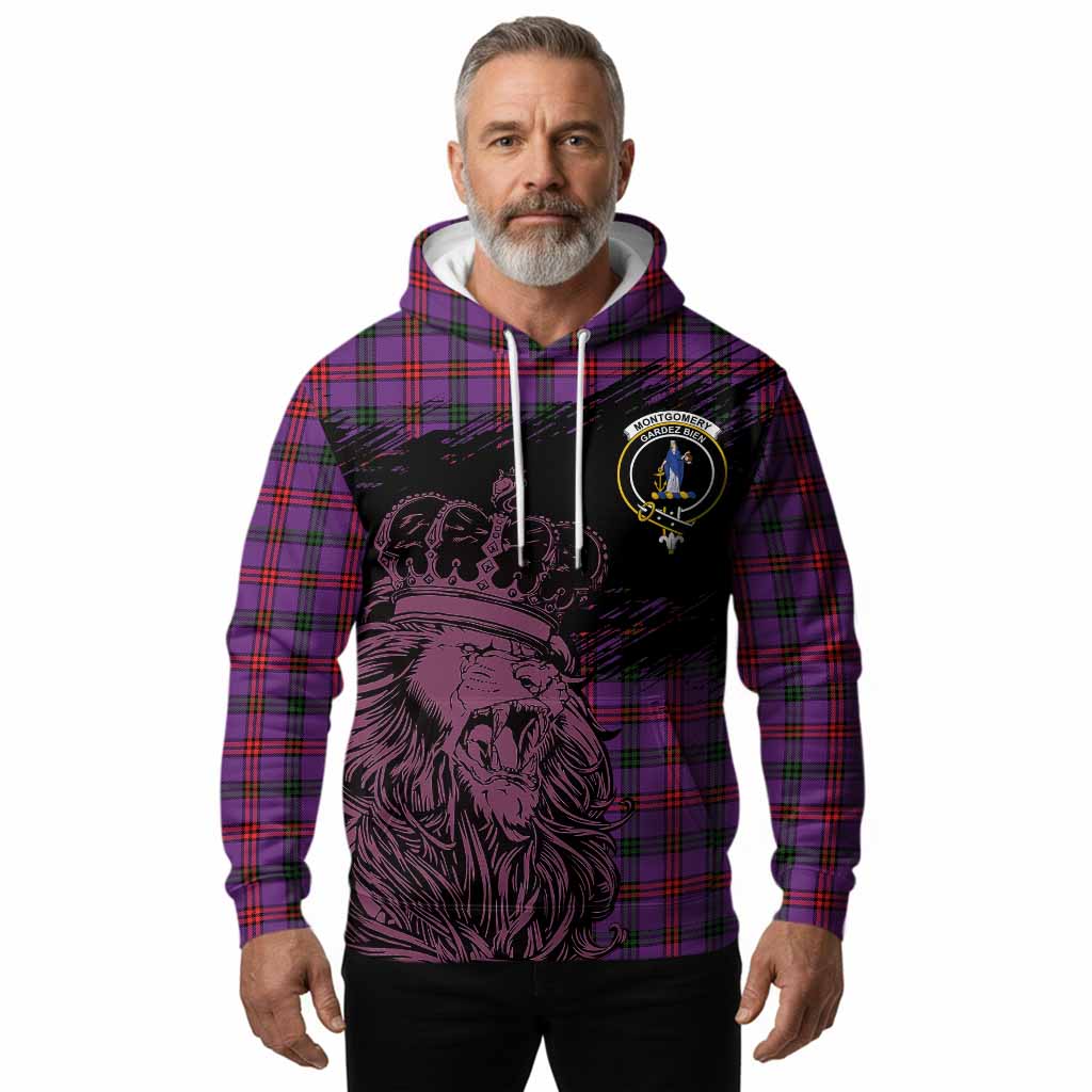 Montgomery Tartan Crest Hoodie Crowned Lion Heritage Style