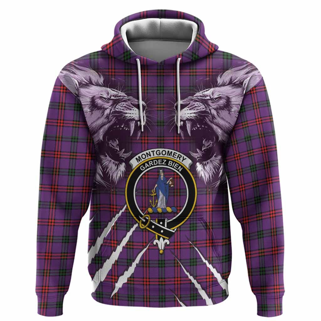 Montgomery Tartan Crest Hoodie Ferocious Lion Style