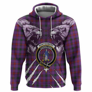 Montgomery Tartan Crest Hoodie Ferocious Lion Style