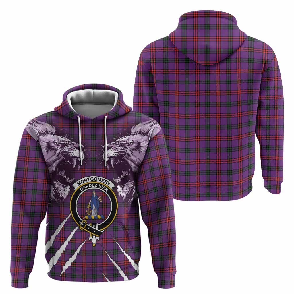 Montgomery Tartan Crest Hoodie Ferocious Lion Style