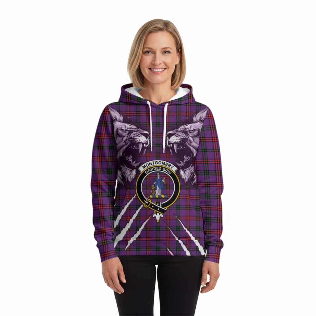 Montgomery Tartan Crest Hoodie Ferocious Lion Style