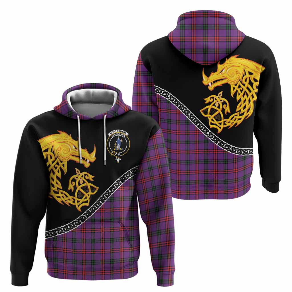 Montgomery Tartan Crest Hoodie Legendary Dragon Knot Half Style