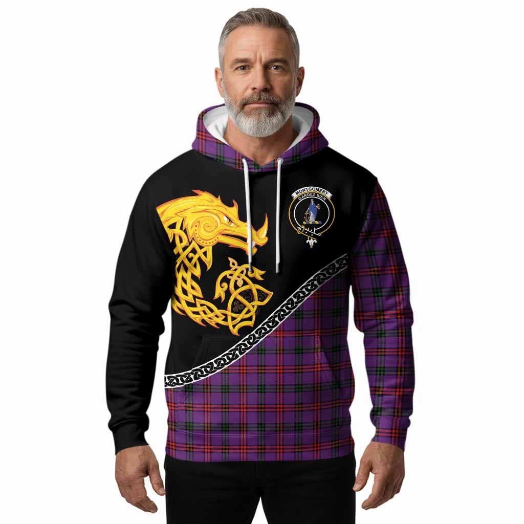 Montgomery Tartan Crest Hoodie Legendary Dragon Knot Half Style