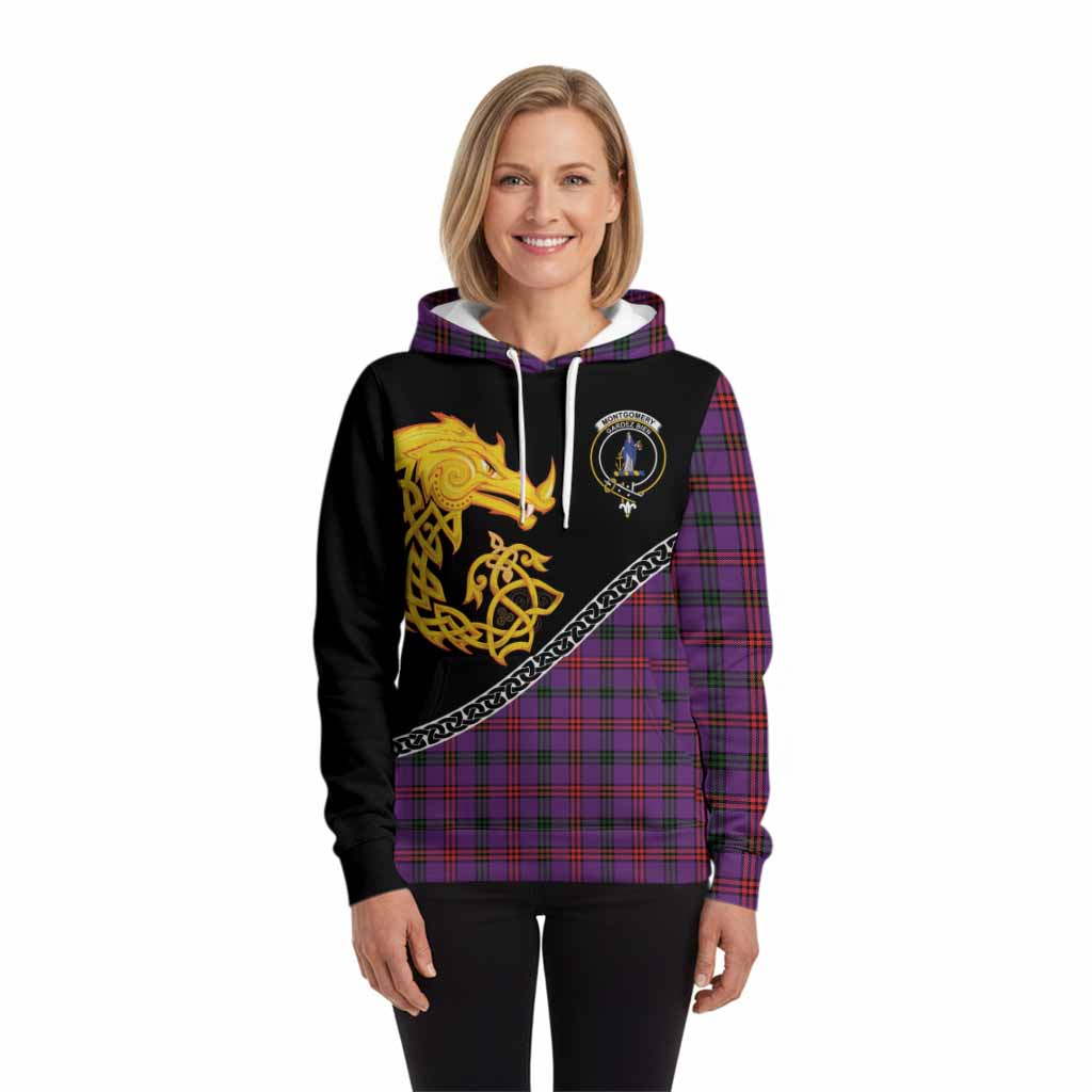 Montgomery Tartan Crest Hoodie Legendary Dragon Knot Half Style