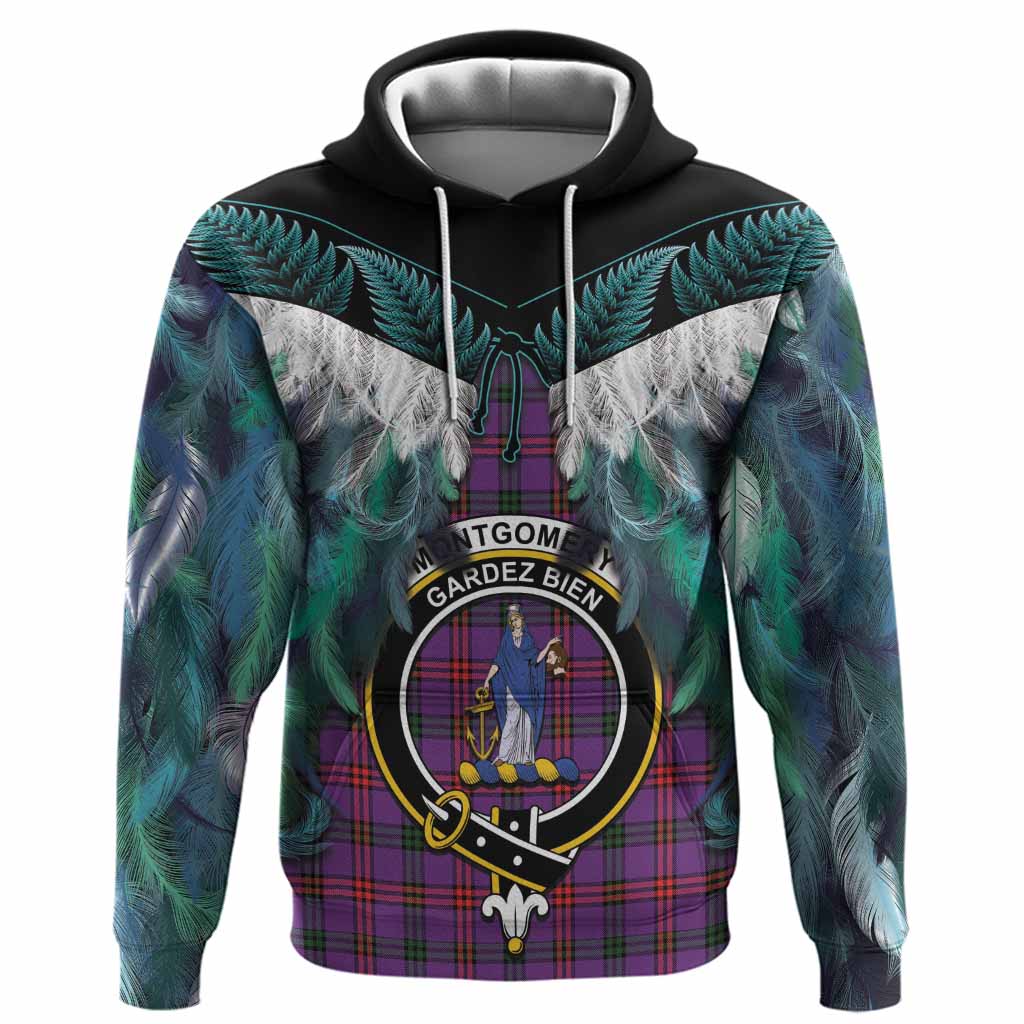 Montgomery Tartan Crest Hoodie New Zealand Maori Korowai Cloak