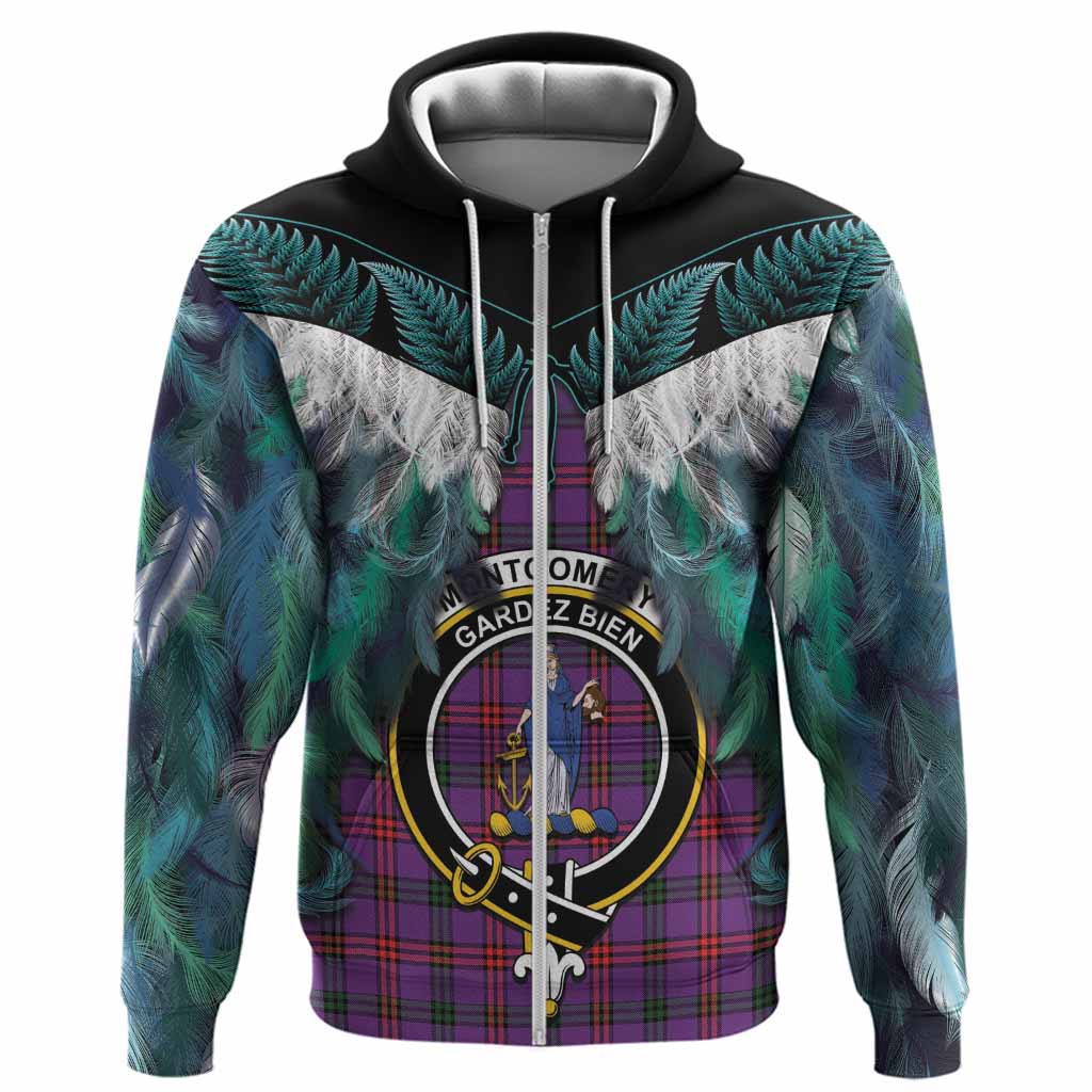 Montgomery Tartan Crest Hoodie New Zealand Maori Korowai Cloak