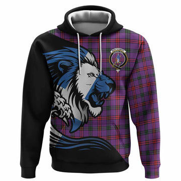 Montgomery Tartan Crest Hoodie Scottish Golden Lions Wave Flow