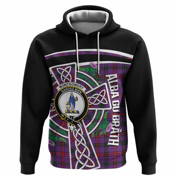 Montgomery Tartan Crest Hoodie Scottish Thistle Celtic Cross Alba Gu Brath