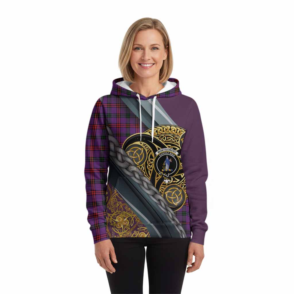Montgomery Tartan Crest Hoodie Scottish Triskele Celtic