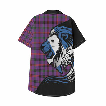Montgomery Tartan Crest Kid Hawaiian Shirt Scottish Golden Lions Wave Flow
