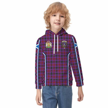 Montgomery Tartan Crest Kid Hoodie Scotland Coat of Arm Flag Style - Tartan Vibes Clothing