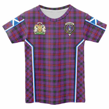 Montgomery Tartan Crest Kid T-shirt Scotland Coat of Arm Flag Style - Tartan Vibes Clothing