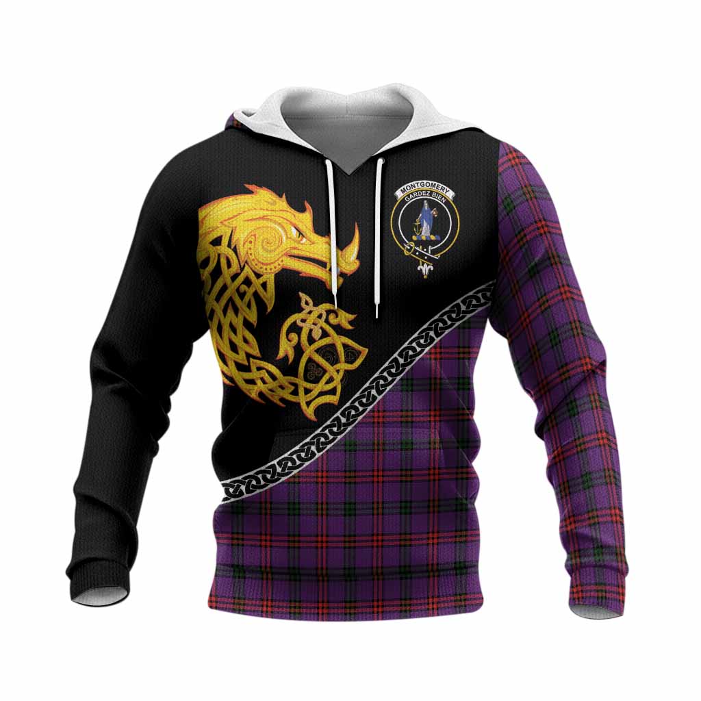 Montgomery Tartan Crest Knitted Hoodie Legendary Dragon Knot Half Style
