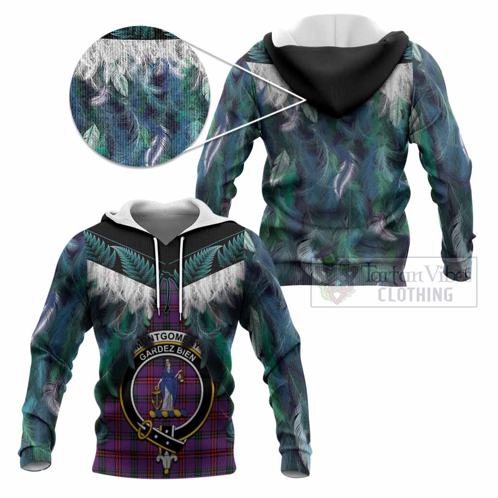 Montgomery Tartan Crest Knitted Hoodie New Zealand Maori Korowai Cloak
