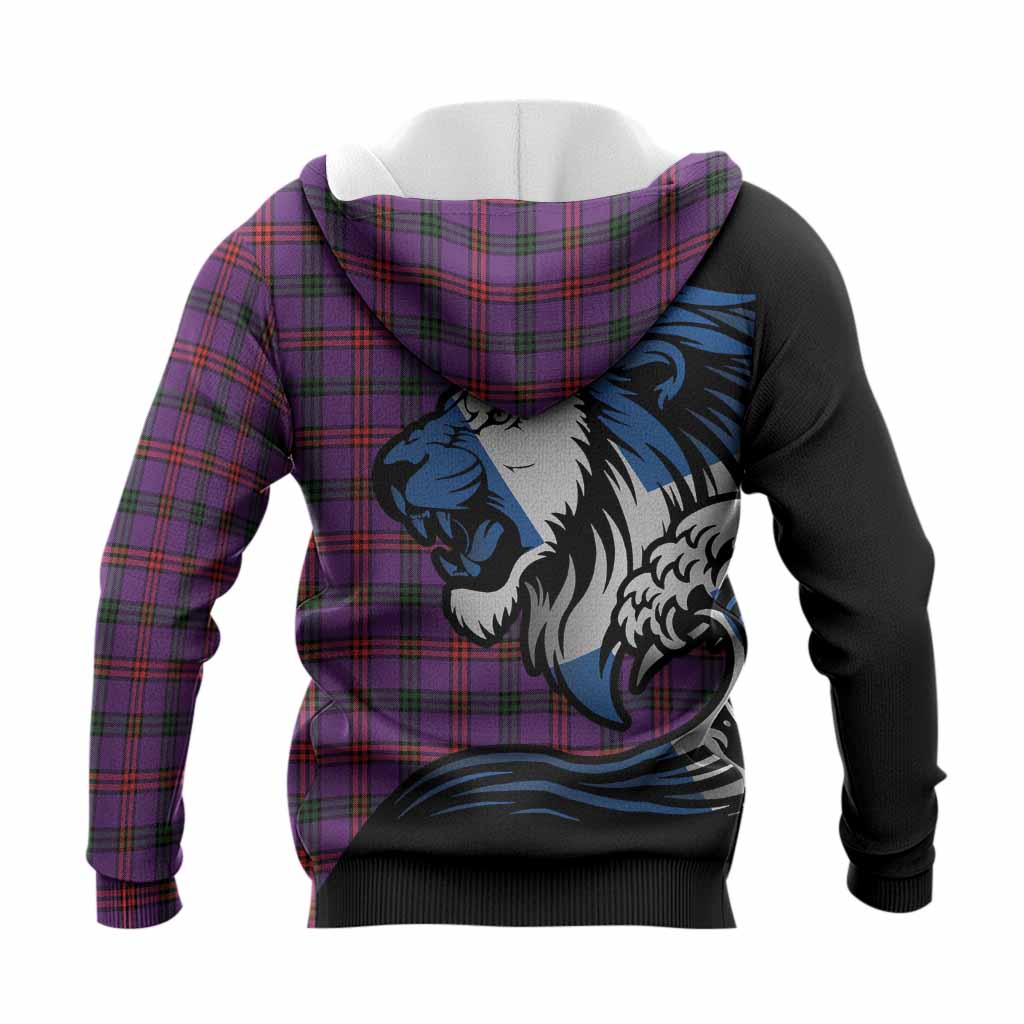 Montgomery Tartan Crest Knitted Hoodie Scottish Golden Lions Wave Flow