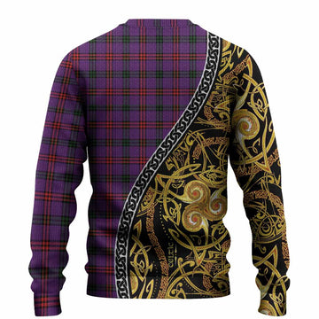 Montgomery Tartan Crest Knitted Sweater Celtic Knot and Triple Trickle Spiral Symbols