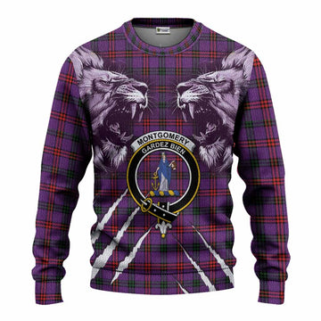 Montgomery Tartan Crest Knitted Sweater Ferocious Lion Style