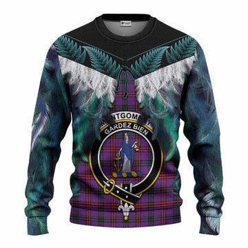 Montgomery Tartan Crest Knitted Sweater New Zealand Maori Korowai Cloak