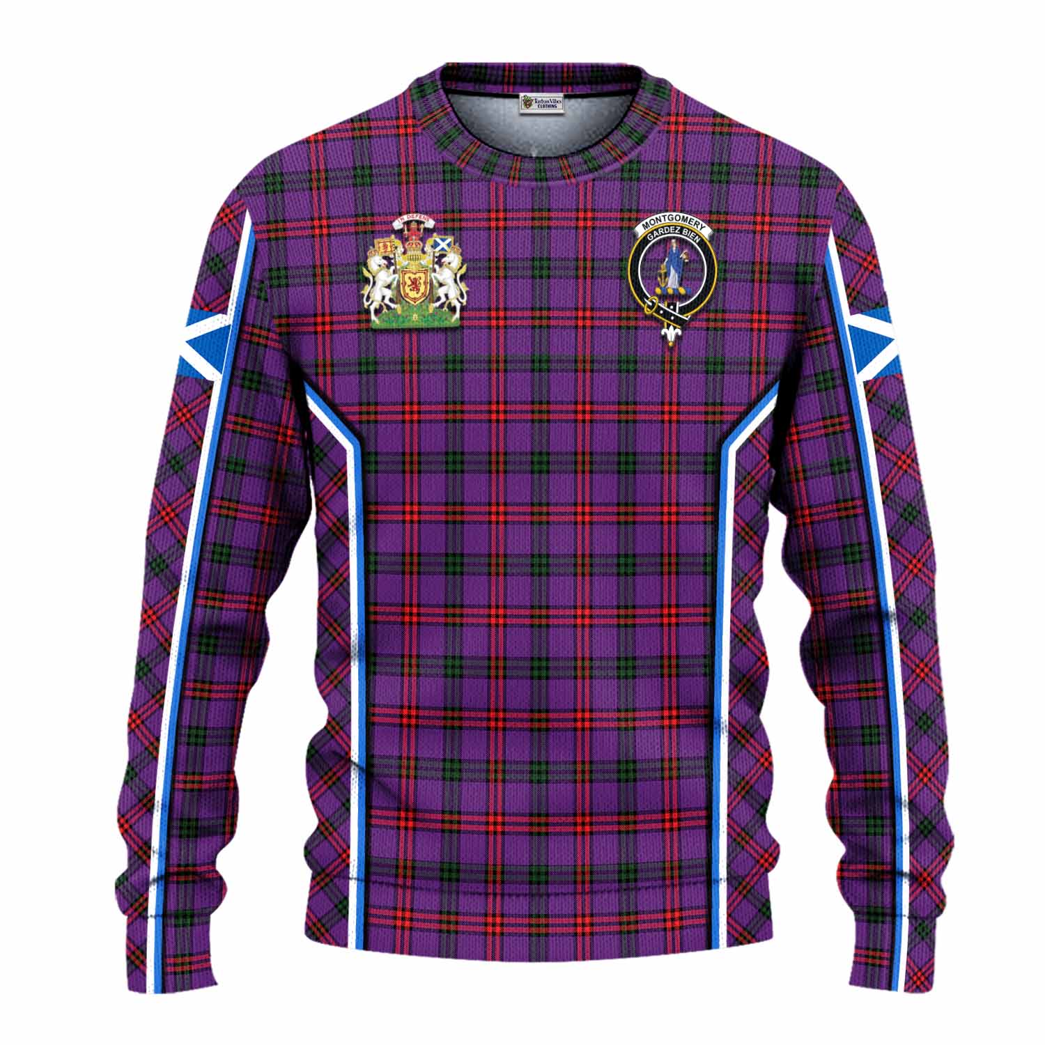 Montgomery Tartan Crest Knitted Sweater Scotland Coat of Arm Flag Style - Tartan Vibes Clothing