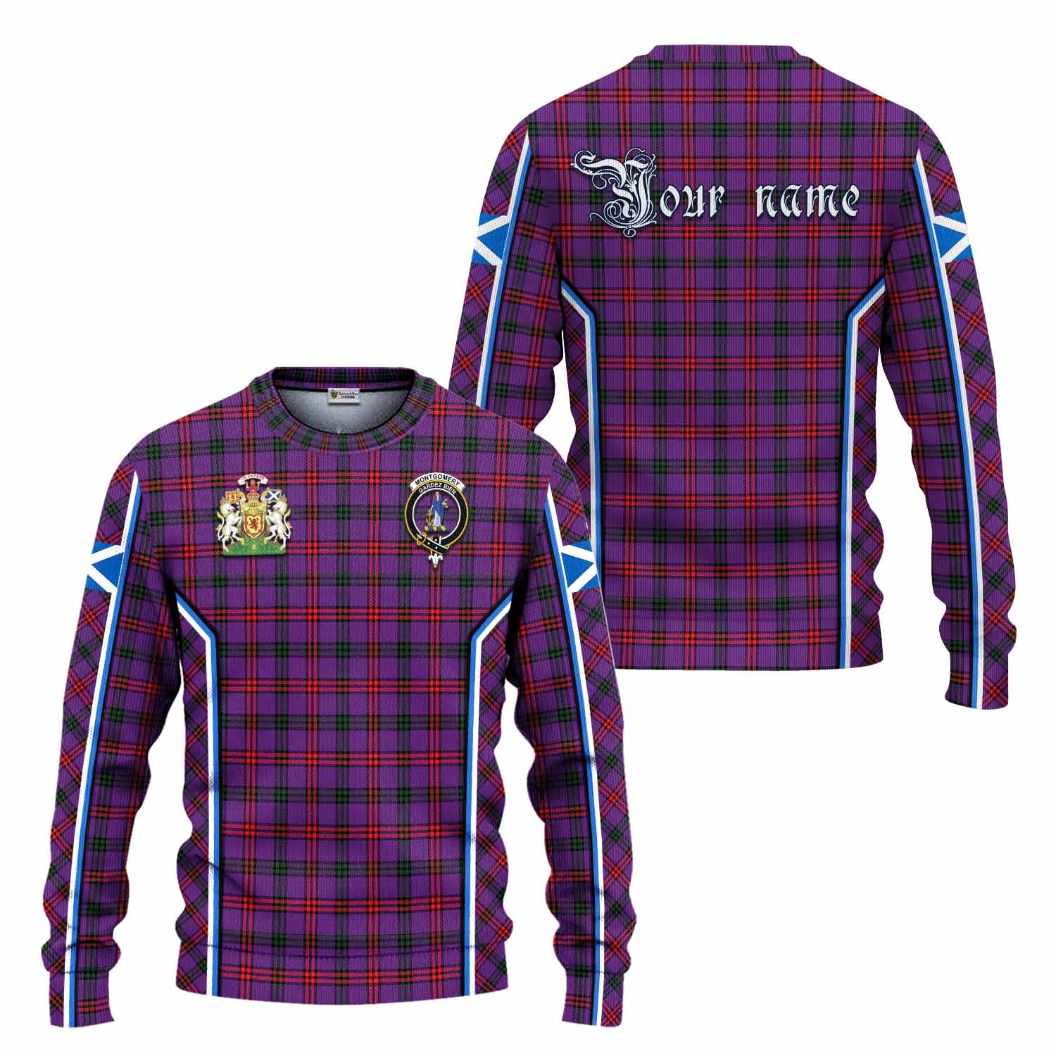 Montgomery Tartan Crest Knitted Sweater Scotland Coat of Arm Flag Style - Tartan Vibes Clothing
